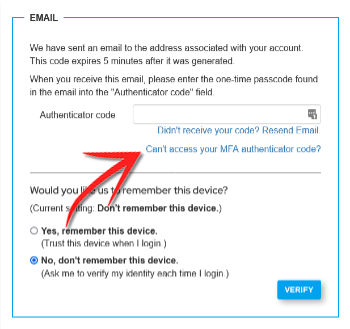 Reset Authenticator Code Screenshot